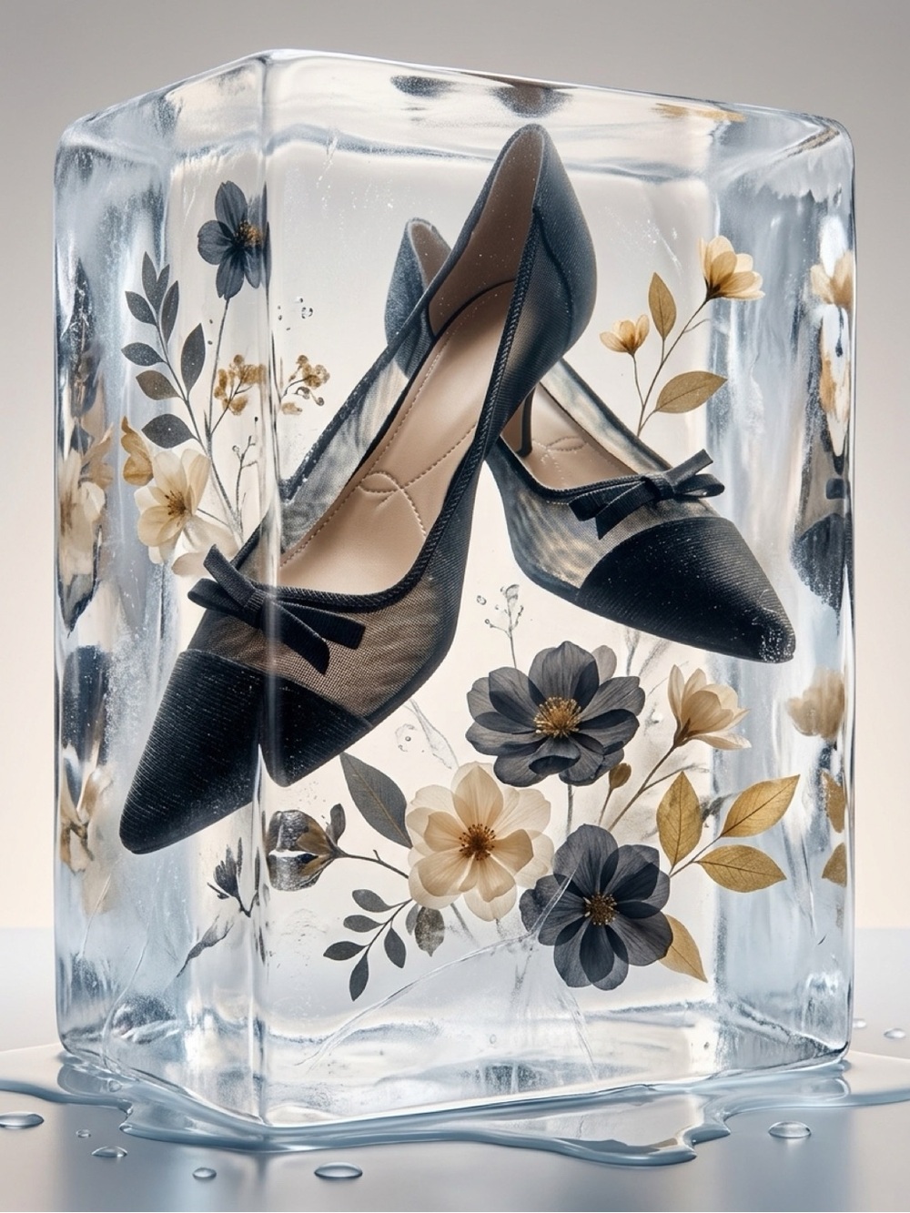 J. Renee Elegant Black Pointed Toe Mesh Pumps with Bow. Heel size 2”